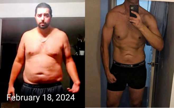 데이비드 니노(38)는 2024년 1월에만 해도 체중 139kg, 허리 사이즈 45인치, 셔츠는 트리플 XL을 입는 고도비만 상태였다.[사진=SNS]