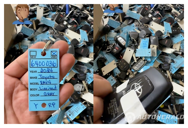 미국의 한 도요타 자동차 딜러점 뒷 방에서 수 백여개의 예비 키가 발견돼 논란이 확산하고 있다. (toyota4sale 틱톡 캡처)