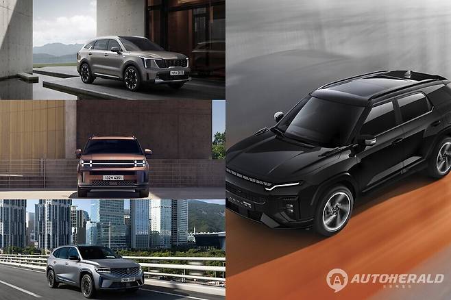 국내 중형 SUV 시장에서 가성비 하이브리드 경쟁이 펼쳐질 전망이다(현대차, 기아, 르노코리아, KG 모빌리티)