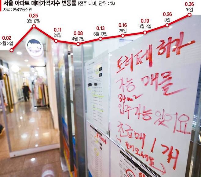 서울 송파구의 한 공인중개사 사무소에 토지거래허가제 관련 매물 안내문이 붙은 모습.뉴시스