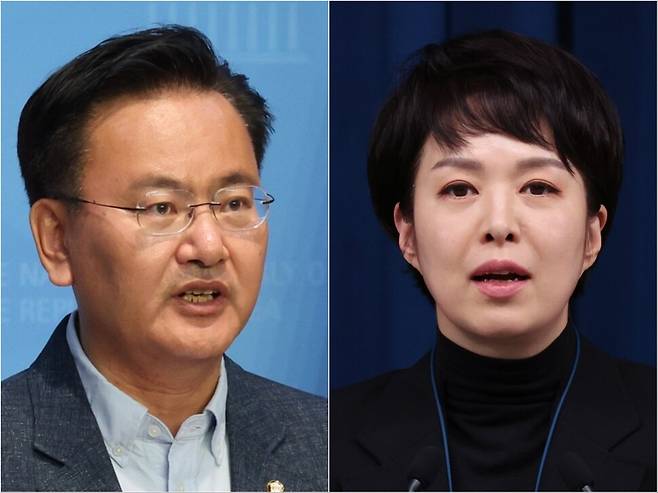 국민의힘 유상범 의원(왼쪽)과 김은혜 의원. 연합뉴스