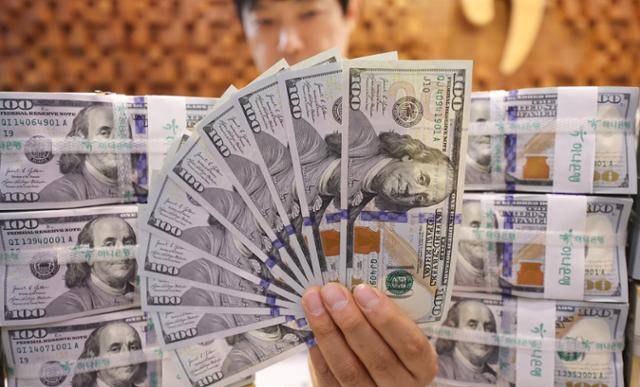 지난달 16일 서울 중구 하나은행 위변조대응센터에서 관계자가 달러화를 정리하고 있다. 사진은 기사 내용과 직접적 관련이 없다. 뉴스1