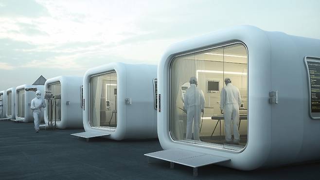 ▲ 3전시관-한국과학기술원(KAIST), 볼륨스퀘어(Volume Square)_특수 재난 대응 모바일 팝업(Pop-up) 병원 [광주디자인비엔날레]