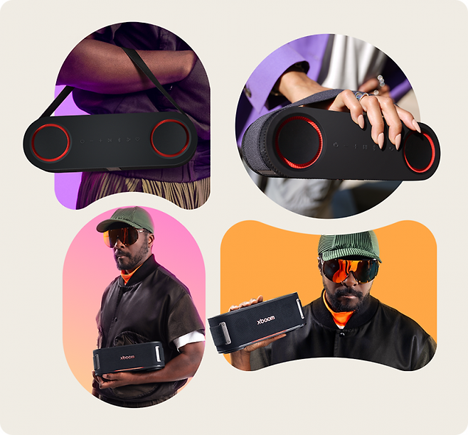 LG전자의 프리미엄 포터블 스피커 '엑스붐(xboom)' 바운스와 제품 설계 과정에서 협업한 뮤지션 윌아이엠(Will.I.Am). LG전자