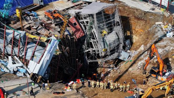 경기도 광명시 신안산선 공사 붕괴사고 현장. 연합뉴스