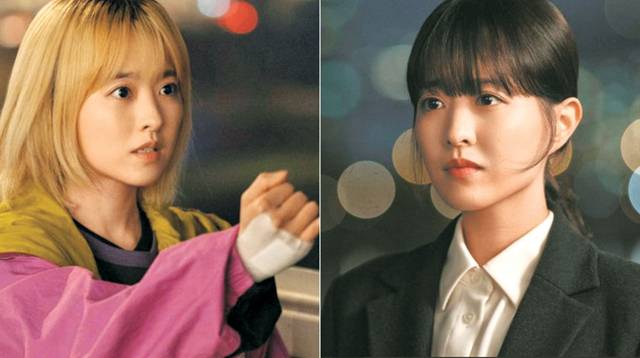 드라마 ‘미지의 서울’ 속 주인공 미지(왼쪽 사진)와 미래. 박보영 배우가 1인 2역을 하는 이 드라마는 일란성 쌍둥이 자매가 세상 풍파를 이겨내며 성장해 가는 이야기를 다루고 있다.  tvN 제공