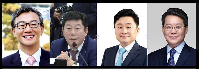 더불어민주당 내부에서는 전재수·박재호·최인호 전·현직 부산 국회의원과 변성완 전 부산시장 권한대행(사진 왼쪽부터) 등이 차기 부산시장 후보로 거론되고 있지만, 박형준 시장의 높은 인지도와 현역 프리미엄에 맞설 '결정적 인물'이 필요하다는 의견도 있다. 의원실 등 제공