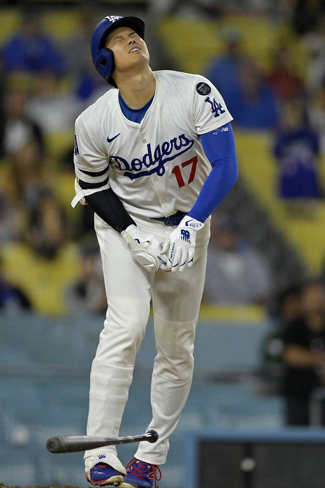 ▲ 고통스러워하는 오타니 쇼헤이 ⓒ연합뉴스