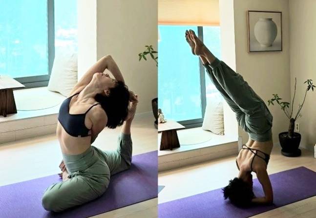 김지호가 요가를 하고 있는 모습. [사진=김지호 SNS]