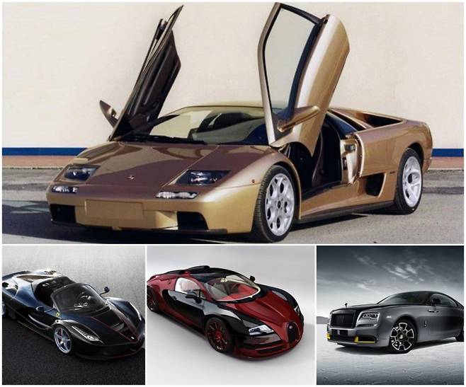 (위에서 시계방향) 람보르기니 디아블로, 롤스로이스 레이스, 부가티 베이론, 페라리 라페라리 사진=각사