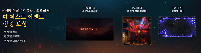 ▲ 카제로스 더 퍼스트에서 공개된 랭킹 보상
