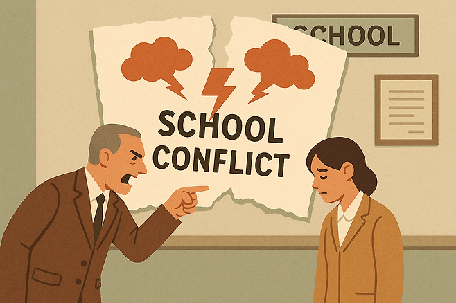 학교 내 갈등을 의미하는 삽화. [챗gpt를 통해 제작]