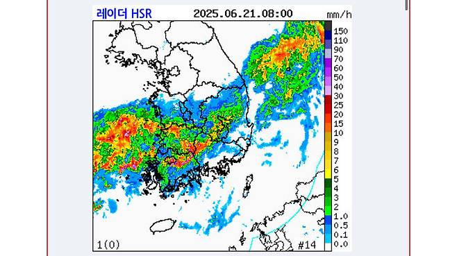 정체전선 남하에 광주·전남 호우특보 (사진=기상청 제공)