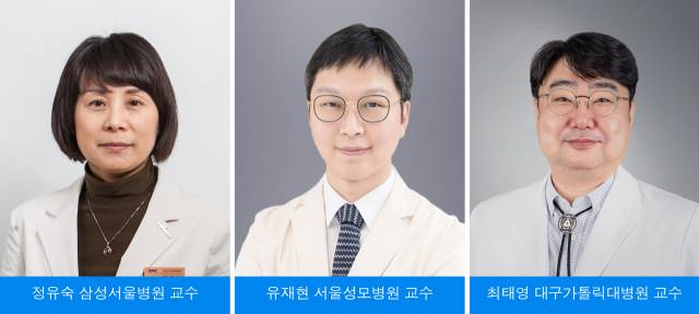 정유숙(왼쪽부터) 삼성서울병원 정신건강의학과 교수, 유재현 서울성모병원 정신건강의학과 교수, 최태영 대구가톨릭대의료원 정신건강의학과 교수. 사진 제공=각 병원
