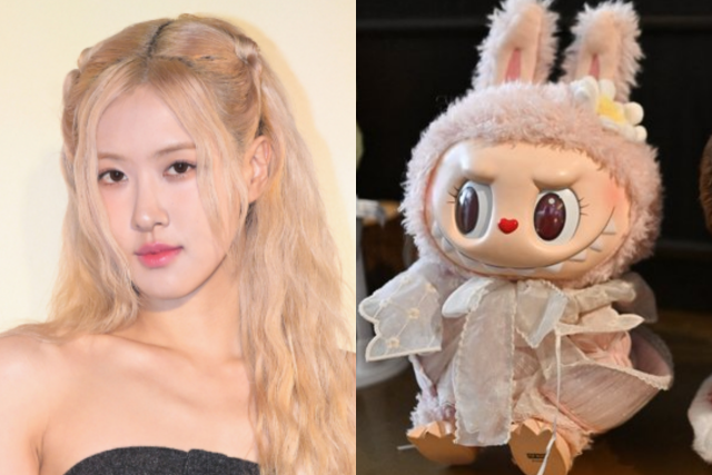 블랙핑크 로제, 팝마트의 인기 캐릭터 라부부. 김규빈 기자, AFP연합뉴스