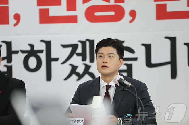 김용태 국민의힘 비상대책위원장이 21일 제주도당을 방문, 기자간담회를 갖고 있다. 2025.6.21/뉴스1 ⓒ News1 강승남 기자