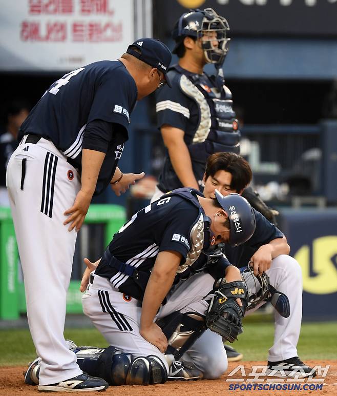엄청난 고통을 참아낸 양의지.