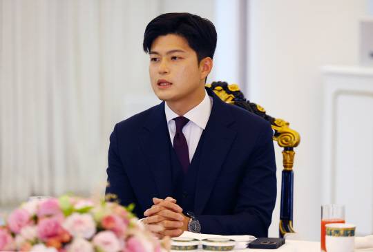 김용태 국민의힘 비상대책위원장이 22일 서울 한남동 관저에서 열린 이재명 대통령과의 여야 지도부 오찬에서 발언하고 있다. [연합뉴스]