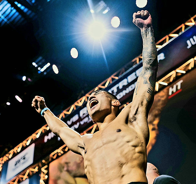 제41회 국제삼보연맹 세계선수권대회 컴뱃 부문 금메달리스트 고석현이 2025년 6월 아제르바이잔 바쿠 크리스털 홀 UFC on ABC 8 공개 계체 행사에 참석하고 있다. 사진=TKO