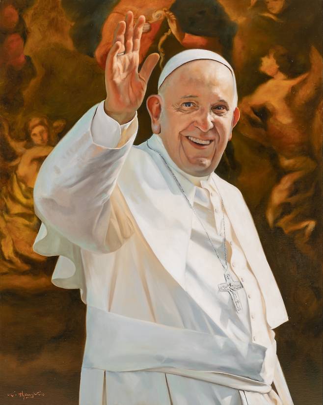 제주 화가 김형진이 그린 교황 프란치스코 초상화 / 사진=김형진