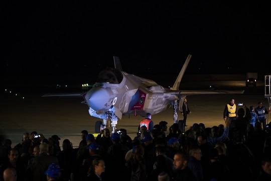 지난 2016년 12월 이스라엘 네바팀 공군기지에서 열린 차세대 스텔스 전투기 F-35A 인도식 모습. 당시 미국 외에 F-35가 실전 배치되기는 이스라엘이 처음이었다.(사진/뉴시스)