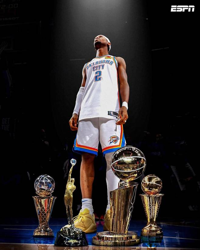 오클라호마 길저스-알렉산더가 정규리그 득점왕, MVP, 서부콘퍼런스 파이널 MVP, NBA 파이널 MVP를 모두 석권했다. 사진=ESPN