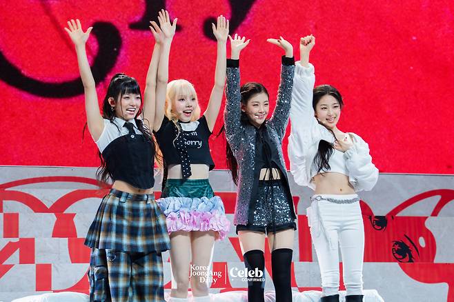 Girl group Baby DONT Cry performs “Bet You’ll Regret It” during a showcase for the release of its first single, “F Girl,” at Blue Square in central Seoul on June 23. [DANIELA GONZALEZ PEREZ]