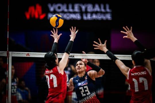 여자배구 VNL 한국-도미니카공화국 경기 장면. 사진[연합뉴스]