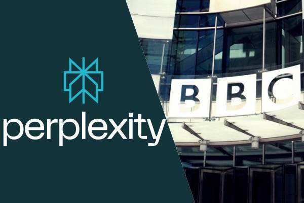 ▲좌측부터 퍼플렉시티 로고 이미지, BBC 사옥