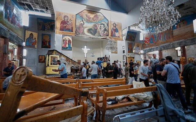 시리아 교회 자살폭탄 테러 현장. [사진 = AP]