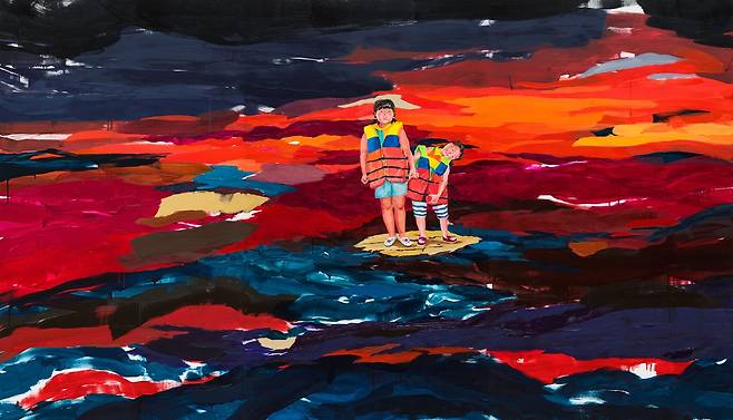 문지영, 긴 밤을 보낸 언니에게, 캔버스에 유채, 193.3x336.3 cm, 2021