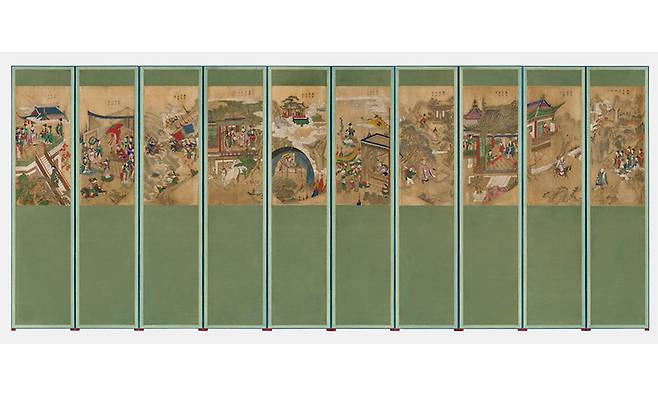 ‘구운몽도 병풍’&nbsp;미국 포틀랜드미술관 소장품. 국가유산청 제공