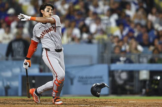 샌프란시스코 이정후는 23일(한국시간) 보스턴전에서 4타수 무안타로 침묵했다. 빅리그 이후 첫 4경기 연속 안타를 기록하지 못하고 있다.｜AP뉴시스