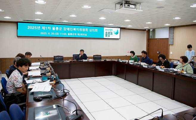 울릉군복지위원회가 장애인 복지 증진에 대해 토의하고 있다. /울릉군 제공