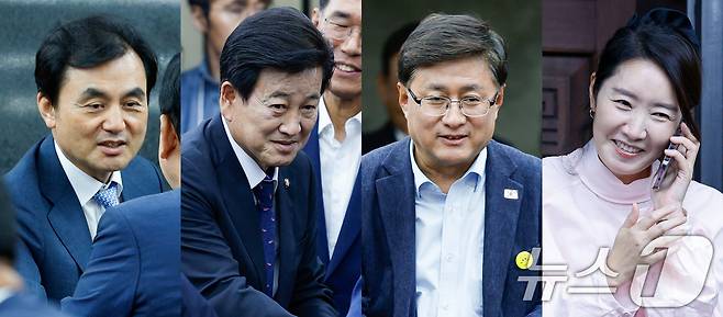 더불어민주당 의원총회에 참석한 안규백 국방부(왼쪽부터), 정동영 통일부, 김성환 환경부, 강선우 여성가족부 장관 후보자. ⓒ News1 안은나 기자