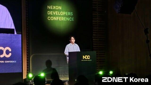 이정헌 넥슨 대표가 NDC 25 환영사를 하고 있다.