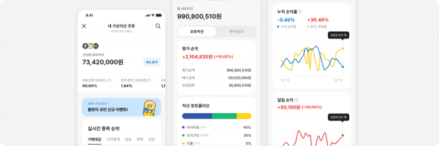 카카오뱅크 내 가상자산 조회 서비스 화면.