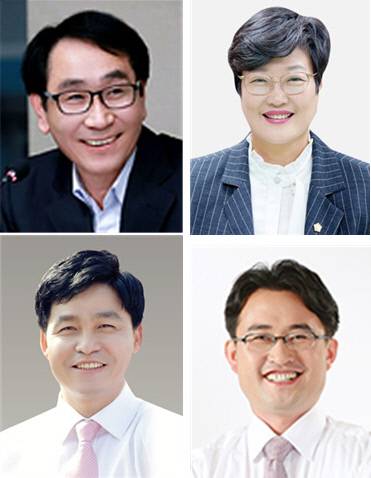 위쪽부터 시계방향으로 김영권 전 충남도의원, 김희영 아산시의원, 안장헌 충남도의원, 황재만 전 아산시의원. 대전일보DB