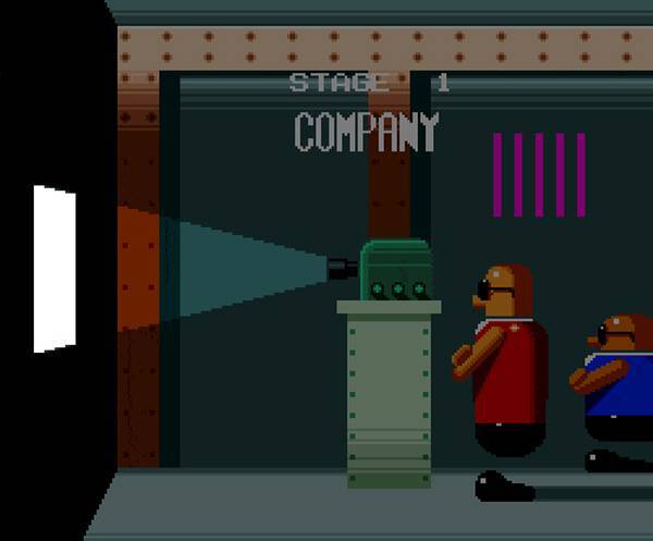 잠입하기 전에 진지하게 살펴보는 홀이와 뚱이