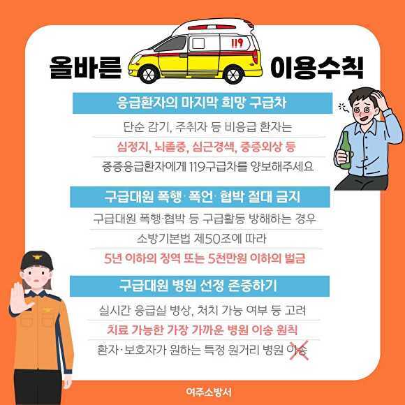 올바른 구급차 이용수칙 홍보 웹 포스터 [사진=여주소방서]