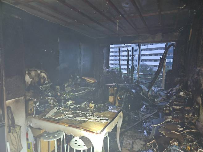 24일 오전 4시 15분쯤 부산진구 개금동의 한 아파트에서 불이 나 10세 여아가 숨지고, 7세 여아가 중태에 빠졌다. 부산소방재난본부 제공