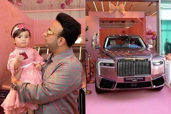 인도의 한 부동산 사업가가 생후 1년 된 딸에게 7억원대에 판매되는 것으로 알려진 맞춤형 롤스로이스 차량을 선물한 사실이 알려지며 갑론을박이 벌어지고 있다. 인스타그램 캡처