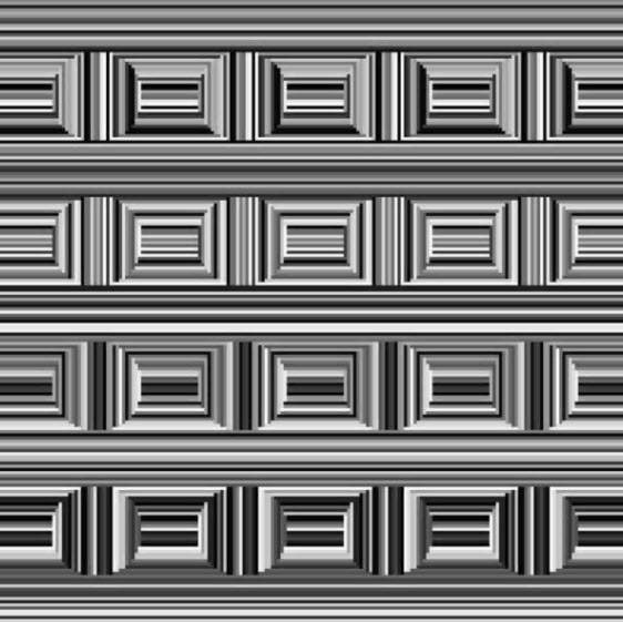 줄무늬로 이뤄진 그림 속에서 어떤 도형이 보이는지 실험하는 '코퍼 착시'. (사진=사이아카이브)