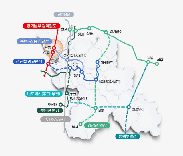 용인특례시가 추진 중인 철도노선 계획/사진제공=용인특례시