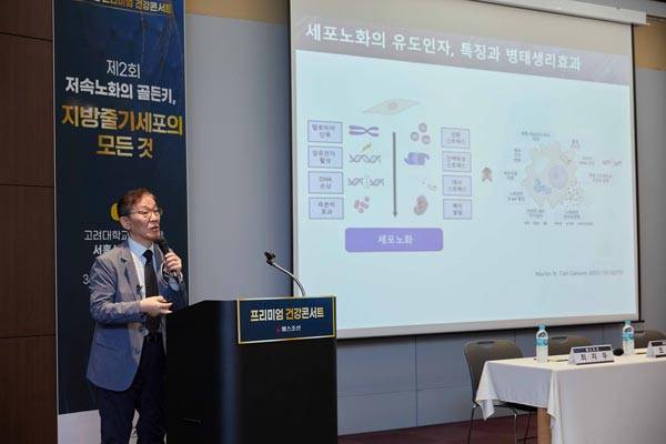 제 2회 헬스조선 프리미엄 건강콘서트에서 고려대 의과대 서홍석 명예교수가 강의하고 있다/사진=신지호 기자