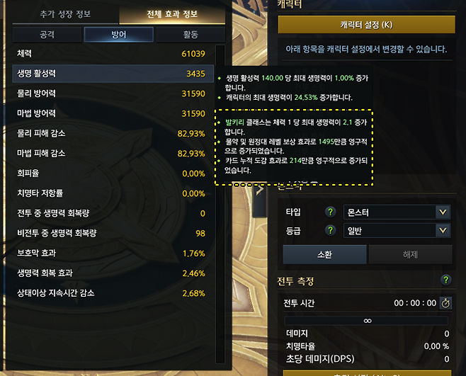 ▲ 전사치고는 낮지만, 평균적으로는 높은 계수인 2.1/0.1의 체방