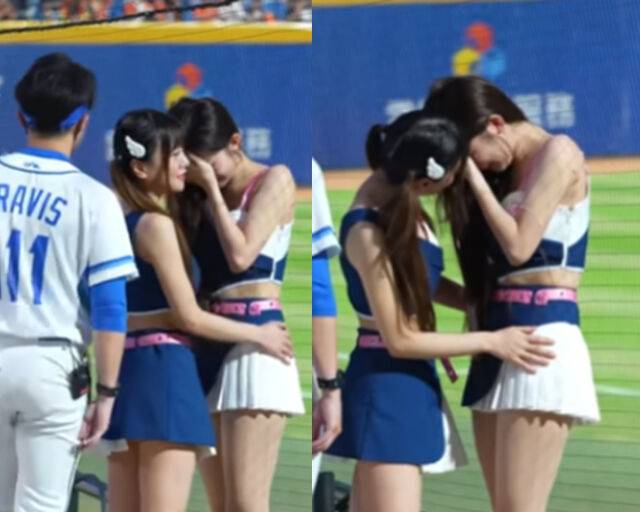 이주은이 대만에서 2회 말이 끝난 후 오열하기 시작했다. / 유튜브 'Taiwan Baseball Cheerleaders'