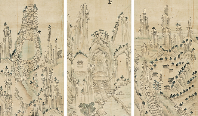 아모레퍼시픽미술관 소장 ‘금강산도 8폭 병풍’ 일부 확대 이미지. [아모레퍼시픽미술관]