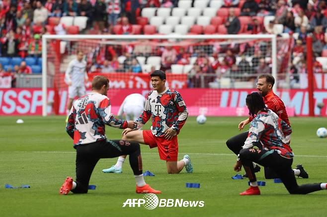 지난 4월 팀 훈련 중인 바이에른 뮌헨 김민재. /AFPBBNews=뉴스1