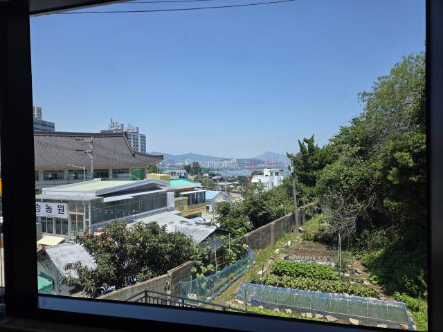 영도미학에서 바라본 영도 풍경. 저 멀리 부산 남항 일대가 보인다.